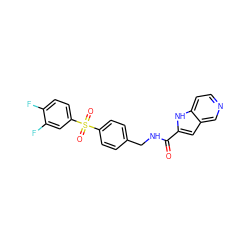 O=C(NCc1ccc(S(=O)(=O)c2ccc(F)c(F)c2)cc1)c1cc2cnccc2[nH]1 ZINC000096282771