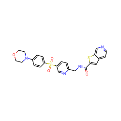 O=C(NCc1ccc(S(=O)(=O)c2ccc(N3CCOCC3)cc2)cn1)c1cc2ccncc2s1 ZINC000223419912