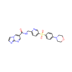 O=C(NCc1ccc(S(=O)(=O)c2ccc(N3CCOCC3)cc2)cn1)c1cnc2nccn2c1 ZINC000223402960