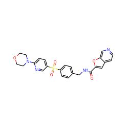 O=C(NCc1ccc(S(=O)(=O)c2ccc(N3CCOCC3)nc2)cc1)c1cc2ccncc2o1 ZINC000096282765