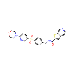 O=C(NCc1ccc(S(=O)(=O)c2ccc(N3CCOCC3)nc2)cc1)c1cc2ccncc2s1 ZINC000096282762