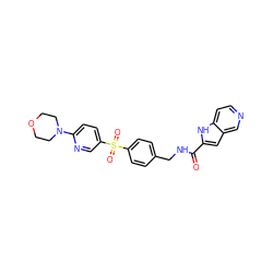 O=C(NCc1ccc(S(=O)(=O)c2ccc(N3CCOCC3)nc2)cc1)c1cc2cnccc2[nH]1 ZINC000096282768