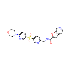 O=C(NCc1ccc(S(=O)(=O)c2ccc(N3CCOCC3)nc2)cn1)c1cc2ccncc2o1 ZINC000223403762