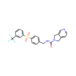 O=C(NCc1ccc(S(=O)(=O)c2cccc(C(F)(F)F)c2)cc1)N1Cc2ccncc2C1 ZINC000096283105