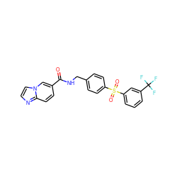 O=C(NCc1ccc(S(=O)(=O)c2cccc(C(F)(F)F)c2)cc1)c1ccc2nccn2c1 ZINC000096282761