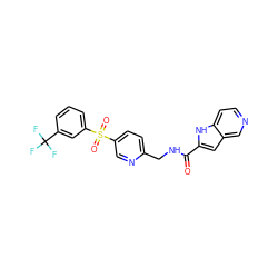 O=C(NCc1ccc(S(=O)(=O)c2cccc(C(F)(F)F)c2)cn1)c1cc2cnccc2[nH]1 ZINC000206009858