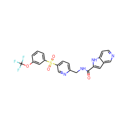 O=C(NCc1ccc(S(=O)(=O)c2cccc(OC(F)(F)F)c2)cn1)c1cc2cnccc2[nH]1 ZINC000223403154