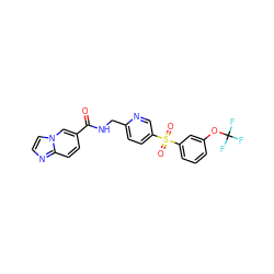 O=C(NCc1ccc(S(=O)(=O)c2cccc(OC(F)(F)F)c2)cn1)c1ccc2nccn2c1 ZINC000223401879