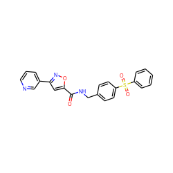 O=C(NCc1ccc(S(=O)(=O)c2ccccc2)cc1)c1cc(-c2cccnc2)no1 ZINC000096282779