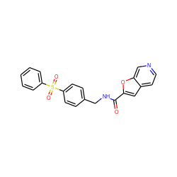 O=C(NCc1ccc(S(=O)(=O)c2ccccc2)cc1)c1cc2ccncc2o1 ZINC000096282798