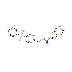 O=C(NCc1ccc(S(=O)(=O)c2ccccc2)cc1)c1cc2ccncc2s1 ZINC000096282796