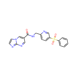 O=C(NCc1ccc(S(=O)(=O)c2ccccc2)cn1)c1cnc2nccn2c1 ZINC000205974128