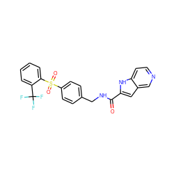 O=C(NCc1ccc(S(=O)(=O)c2ccccc2C(F)(F)F)cc1)c1cc2cnccc2[nH]1 ZINC000096282776