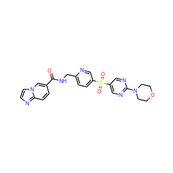 O=C(NCc1ccc(S(=O)(=O)c2cnc(N3CCOCC3)nc2)cn1)c1ccc2nccn2c1 ZINC000205978467