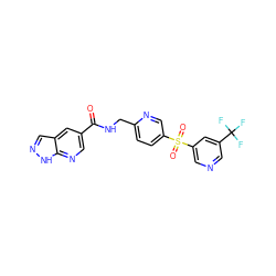 O=C(NCc1ccc(S(=O)(=O)c2cncc(C(F)(F)F)c2)cn1)c1cnc2[nH]ncc2c1 ZINC000205978496