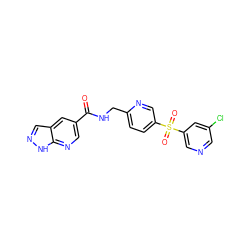 O=C(NCc1ccc(S(=O)(=O)c2cncc(Cl)c2)cn1)c1cnc2[nH]ncc2c1 ZINC000205978516