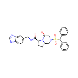 O=C(NCc1ccc2[nH]cnc2c1)[C@@H]1CC[C@H]2CN(S(=O)(=O)C(c3ccccc3)c3ccccc3)CC(=O)N21 ZINC000034689150