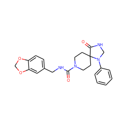 O=C(NCc1ccc2c(c1)OCO2)N1CCC2(CC1)C(=O)NCN2c1ccccc1 ZINC000013864313