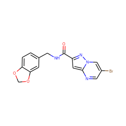 O=C(NCc1ccc2c(c1)OCO2)c1cc2ncc(Br)cn2n1 ZINC000002888445