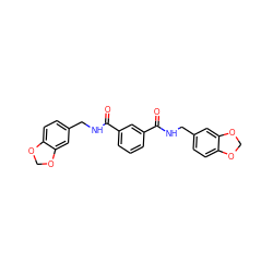 O=C(NCc1ccc2c(c1)OCO2)c1cccc(C(=O)NCc2ccc3c(c2)OCO3)c1 ZINC000000678346