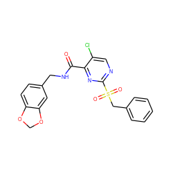 O=C(NCc1ccc2c(c1)OCO2)c1nc(S(=O)(=O)Cc2ccccc2)ncc1Cl ZINC000008917173