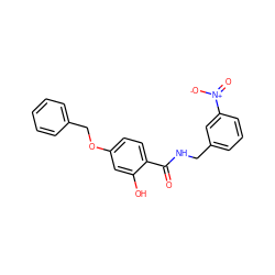 O=C(NCc1cccc([N+](=O)[O-])c1)c1ccc(OCc2ccccc2)cc1O ZINC000095579194