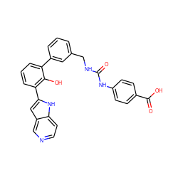 O=C(NCc1cccc(-c2cccc(-c3cc4cnccc4[nH]3)c2O)c1)Nc1ccc(C(=O)O)cc1 ZINC000101042902