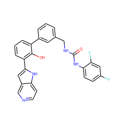 O=C(NCc1cccc(-c2cccc(-c3cc4cnccc4[nH]3)c2O)c1)Nc1ccc(F)cc1F ZINC000101394954