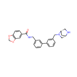 O=C(NCc1cccc(-c2cccc(CN3C[C@@H]4C[C@H]3CN4)c2)c1)c1ccc2c(c1)OCO2 ZINC000040954763