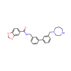 O=C(NCc1cccc(-c2cccc(CN3CCCNCC3)c2)c1)c1ccc2c(c1)OCO2 ZINC000040952683