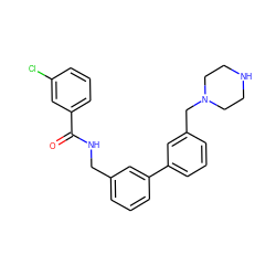 O=C(NCc1cccc(-c2cccc(CN3CCNCC3)c2)c1)c1cccc(Cl)c1 ZINC000040955403