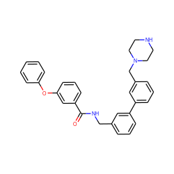 O=C(NCc1cccc(-c2cccc(CN3CCNCC3)c2)c1)c1cccc(Oc2ccccc2)c1 ZINC000040949437