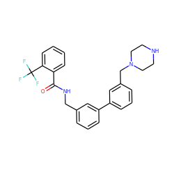 O=C(NCc1cccc(-c2cccc(CN3CCNCC3)c2)c1)c1ccccc1C(F)(F)F ZINC000040972550