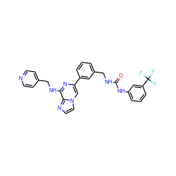 O=C(NCc1cccc(-c2cn3ccnc3c(NCc3ccncc3)n2)c1)Nc1cccc(C(F)(F)F)c1 ZINC000049032826