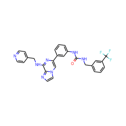 O=C(NCc1cccc(C(F)(F)F)c1)Nc1cccc(-c2cn3ccnc3c(NCc3ccncc3)n2)c1 ZINC000049090034