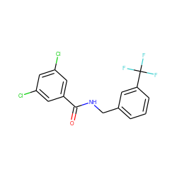 O=C(NCc1cccc(C(F)(F)F)c1)c1cc(Cl)cc(Cl)c1 ZINC000001405259