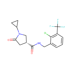 O=C(NCc1cccc(C(F)(F)F)c1Cl)[C@@H]1CC(=O)N(C2CC2)C1 ZINC000043205882