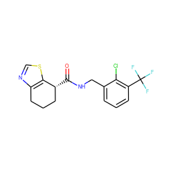 O=C(NCc1cccc(C(F)(F)F)c1Cl)[C@@H]1CCCc2ncsc21 ZINC000220887632