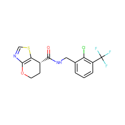 O=C(NCc1cccc(C(F)(F)F)c1Cl)[C@@H]1CCOc2ncsc21 ZINC000220879172