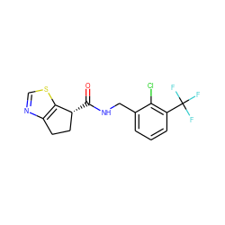 O=C(NCc1cccc(C(F)(F)F)c1Cl)[C@@H]1CCc2ncsc21 ZINC000220851185