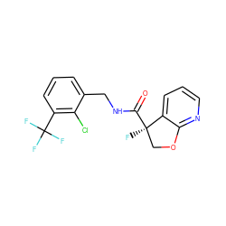 O=C(NCc1cccc(C(F)(F)F)c1Cl)[C@]1(F)COc2ncccc21 ZINC001772593858