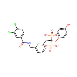 O=C(NCc1cccc(CC(Oc2ccc(O)cc2)(P(=O)(O)O)P(=O)(O)O)c1)c1ccc(Cl)c(Cl)c1 ZINC000029247081