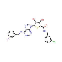 O=C(NCc1cccc(Cl)c1)[C@H]1S[C@@H](n2cnc3c(NCc4cccc(I)c4)ncnc32)[C@H](O)[C@@H]1O ZINC000049757029