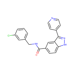 O=C(NCc1cccc(Cl)c1)c1ccc2[nH]nc(-c3ccncc3)c2c1 ZINC000653843538