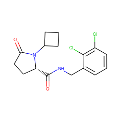 O=C(NCc1cccc(Cl)c1Cl)[C@@H]1CCC(=O)N1C1CCC1 ZINC000095565324