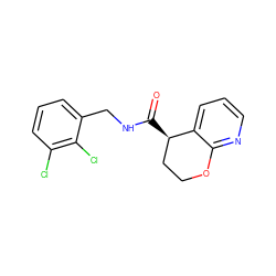 O=C(NCc1cccc(Cl)c1Cl)[C@@H]1CCOc2ncccc21 ZINC000205617158