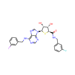 O=C(NCc1cccc(F)c1)[C@H]1S[C@@H](n2cnc3c(NCc4cccc(I)c4)ncnc32)[C@H](O)[C@@H]1O ZINC000049756823