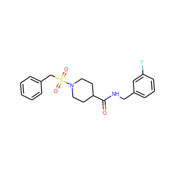 O=C(NCc1cccc(F)c1)C1CCN(S(=O)(=O)Cc2ccccc2)CC1 ZINC000001345750