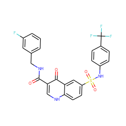 O=C(NCc1cccc(F)c1)c1c[nH]c2ccc(S(=O)(=O)Nc3ccc(C(F)(F)F)cc3)cc2c1=O ZINC000169312829