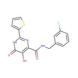 O=C(NCc1cccc(F)c1)c1nc(-c2cccs2)[nH]c(=O)c1O ZINC000028820300